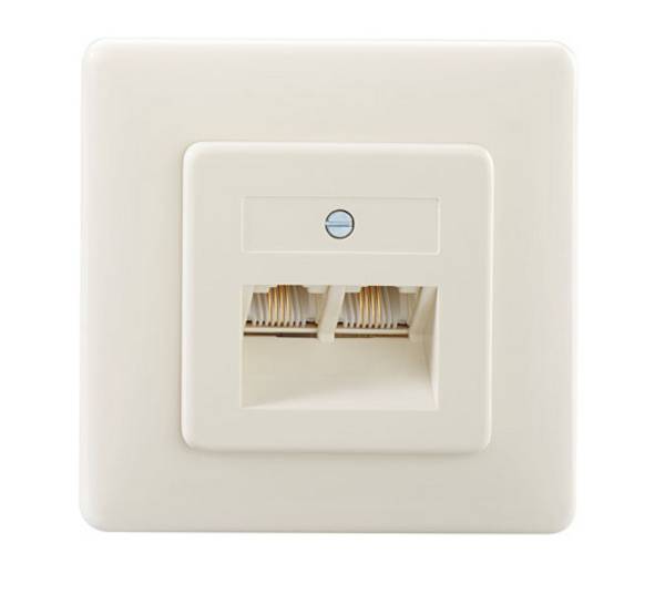 Rutenbeck IAE/UAE2x8(4)TRSUPrw Prise réseau encastré insert avec plaque centrale et châssis   blanc
