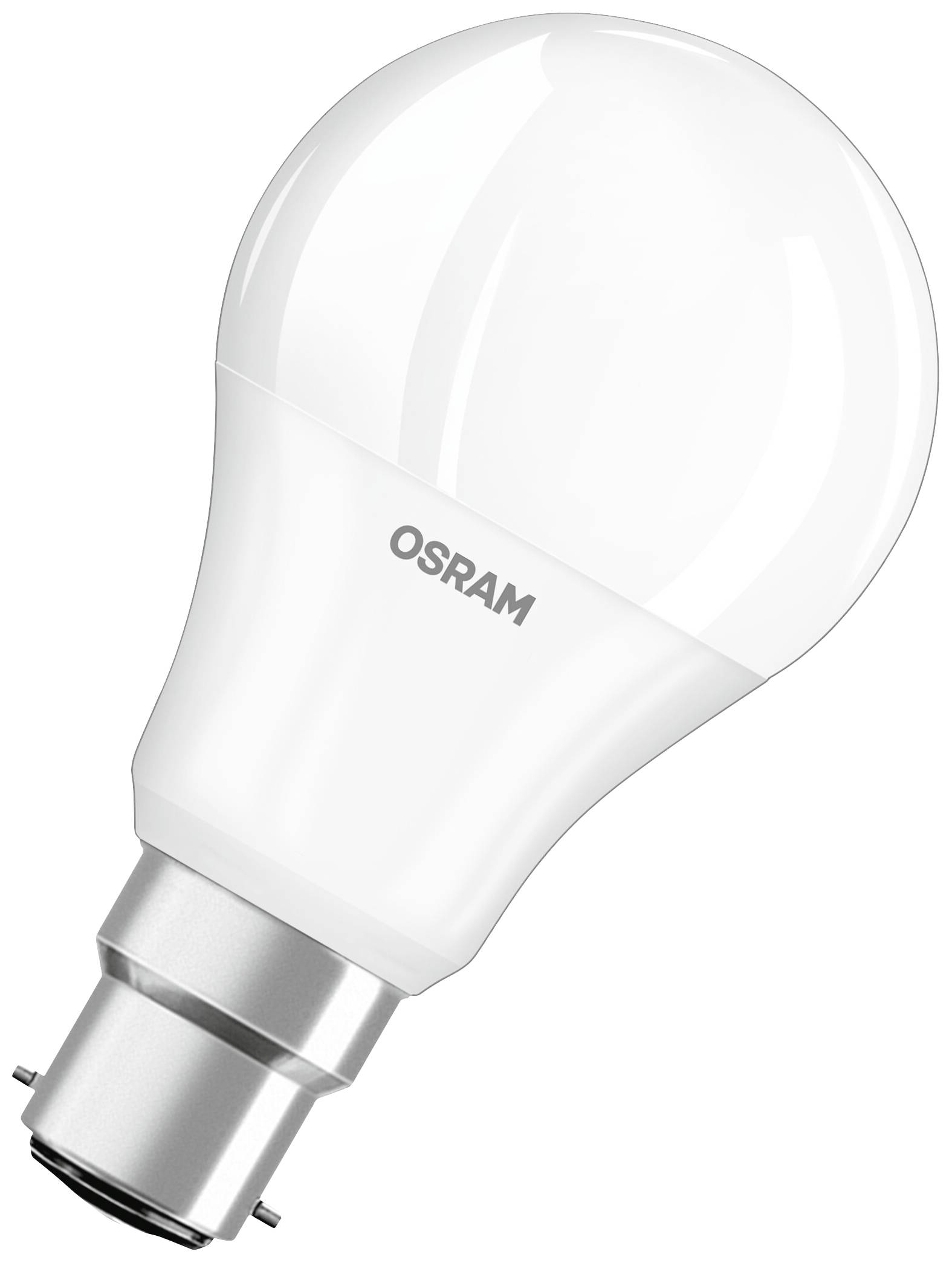Ampoule OSRAM avec support blanc et verre sphérique, illustrant la technologie LED moderne.