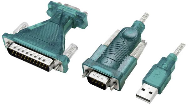 LogiLink série Adaptateur [1x USB 2.0 type A mâle - 1x SUB-D mâle 9 pôles, SUB-D mâle 25 pôles] 1.3 m vert