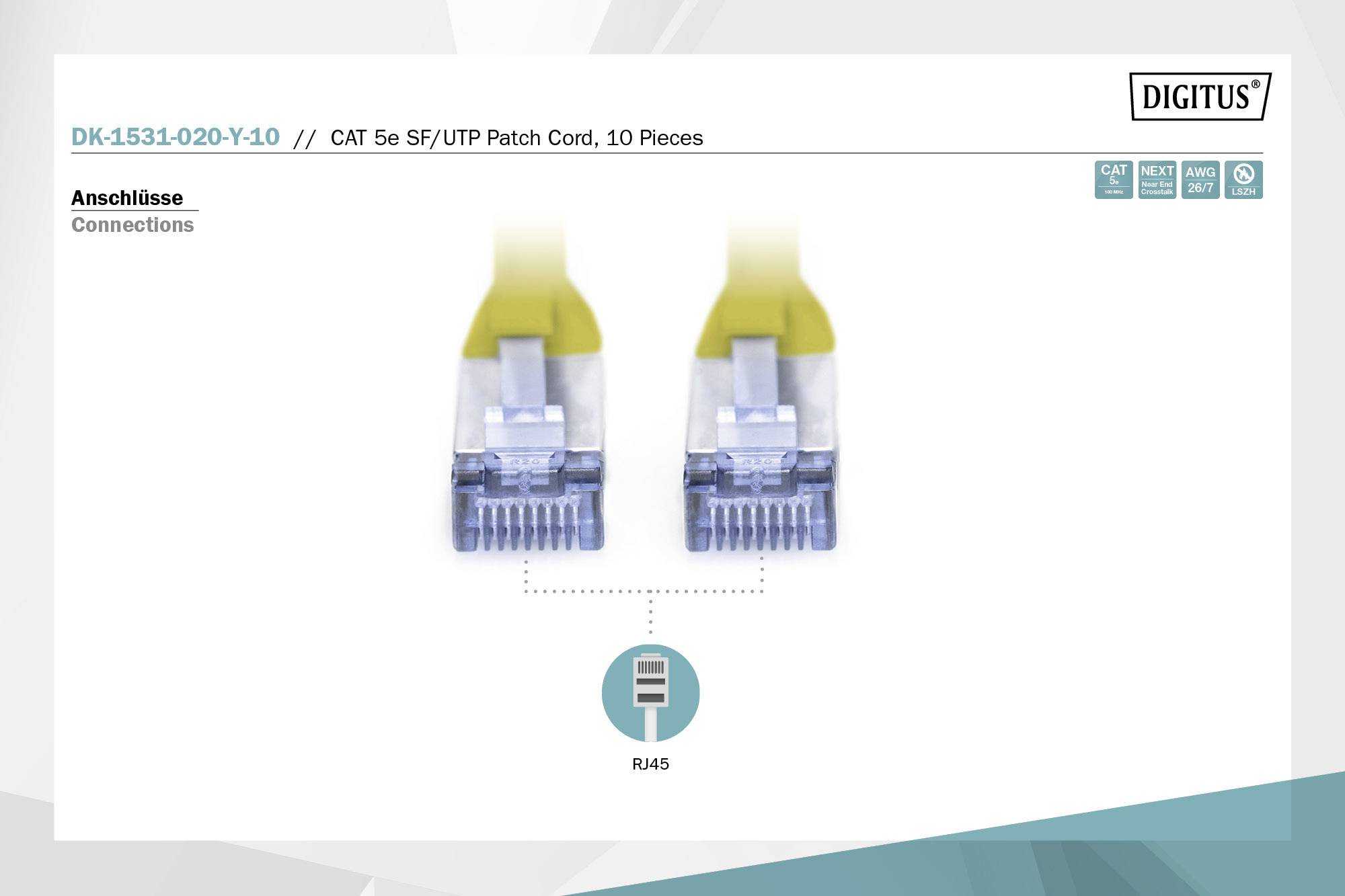 Equiper C Ble R Seau Cat5e Sf/utp 2xrj45 3,00m Jaune Polybeutel | Leroy Merlin