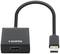 Un adaptateur USB vers HDMI avec un câble court. À gauche se trouve le port HDMI, à droite la fiche USB.