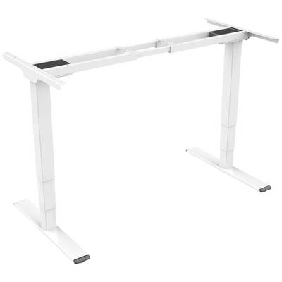 Socle de table réglable en hauteur en blanc, sans plateau. Convient pour des postes de travail ergonomiques et permet des hauteurs de travail variables.