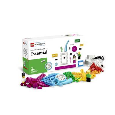 Ensemble Lego Éducation 'Essentiel' pour enfants à partir de 6 ans, comprenant divers blocs de construction colorés et des figurines pour un apprentissage créatif.