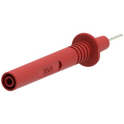 Pointe de sonde de mesure rouge avec isolation, façonnée pour un branchement sécurisé lors de tests électriques, portant l'inscription '36A'.