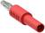 Fiche rouge de forme cylindrique avec contact métallique, adaptée aux connexions électriques.