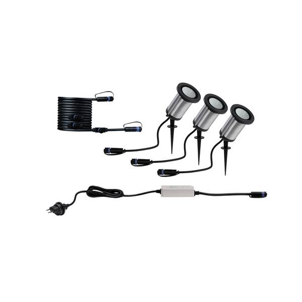 Paulmann Outd. P&S classic Spot Starterset CH 94688 Système d'éclairage Plug&Shine  kit de démarrage pour projecteur de jardin à LED   LED 5.1 W blanc chaud anthracite