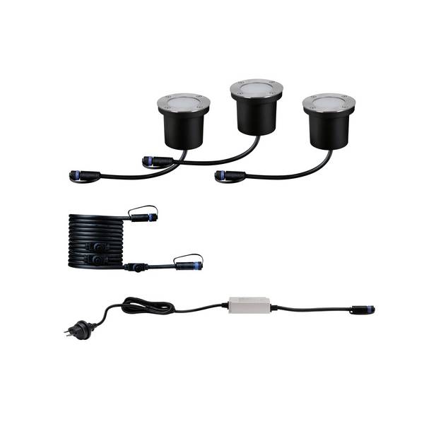 Paulmann Outd. P&S Floor Starterset ZB CH 94691 Système d'éclairage Plug&Shine ZigBee luminaire extérieur monté en saillie LED   LED 11.1 W blanc chaud argent