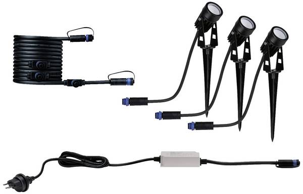 Paulmann Outd. P&S Spot Starterset CH 94692 Système d'éclairage Plug&Shine  kit de démarrage pour projecteur de jardin à LED   LED 10.5 W blanc chaud noir