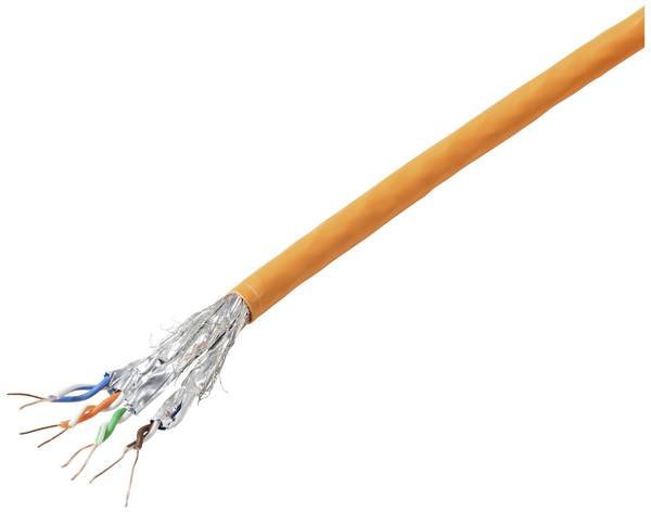 TRU COMPONENTS Câble réseau CAT 6a S/FTP 4 x 2 x 0.24 mm² orange 100 m