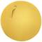 Un ballon de gym jaune avec une poignée sur le côté.