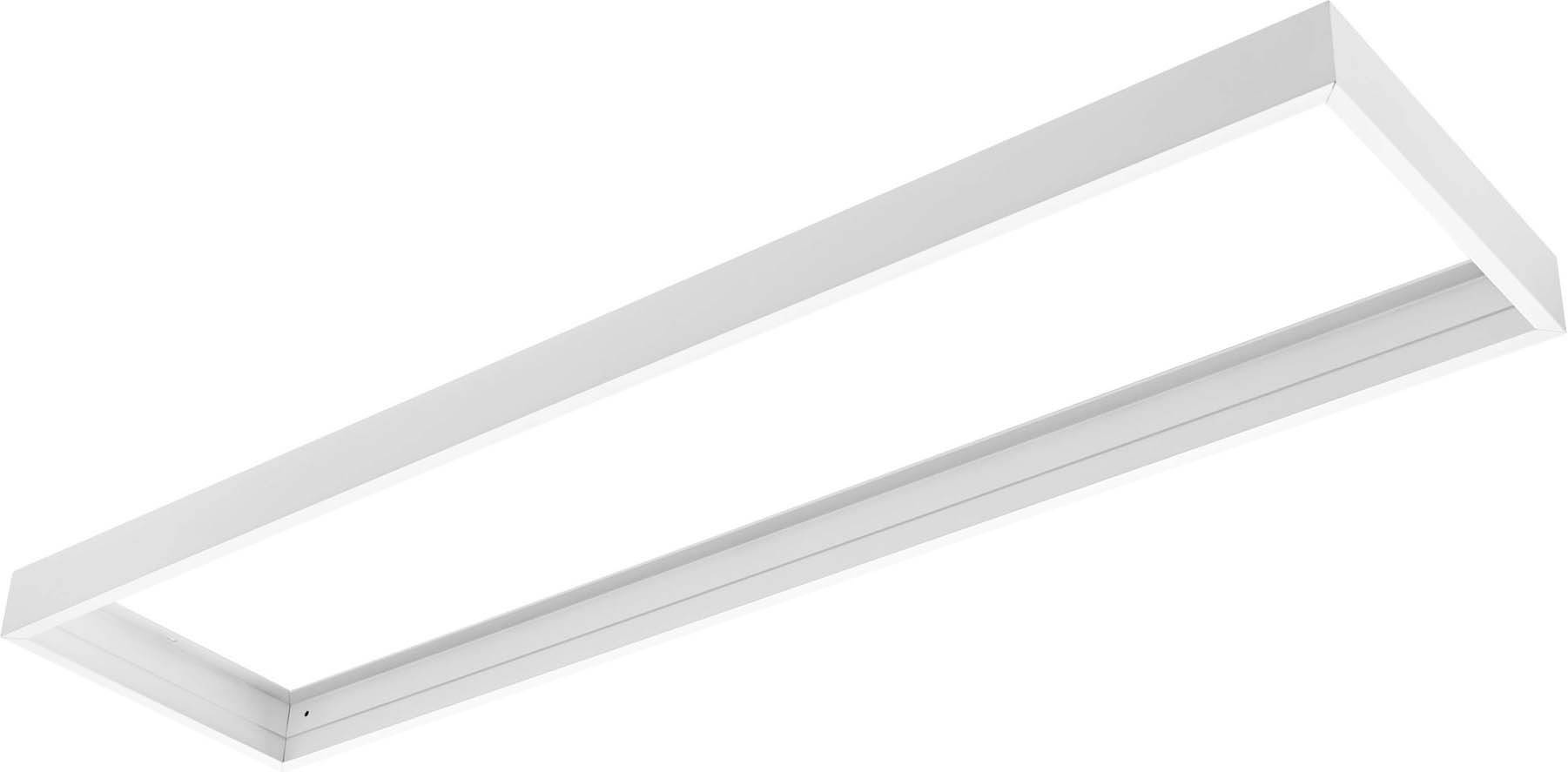 Plafonnier LED rectangulaire, plat et blanc, diffusant une lumière uniforme et sans éblouissement. Idéal pour les bureaux ou les espaces de vie.