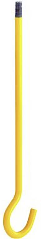 Un bâton jaune avec un crochet à son extrémité et une poignée noire en haut.