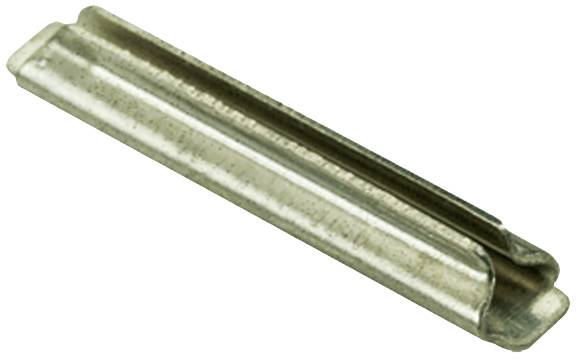 Une tige en métal argenté avec une surface longitudinale cannelée.