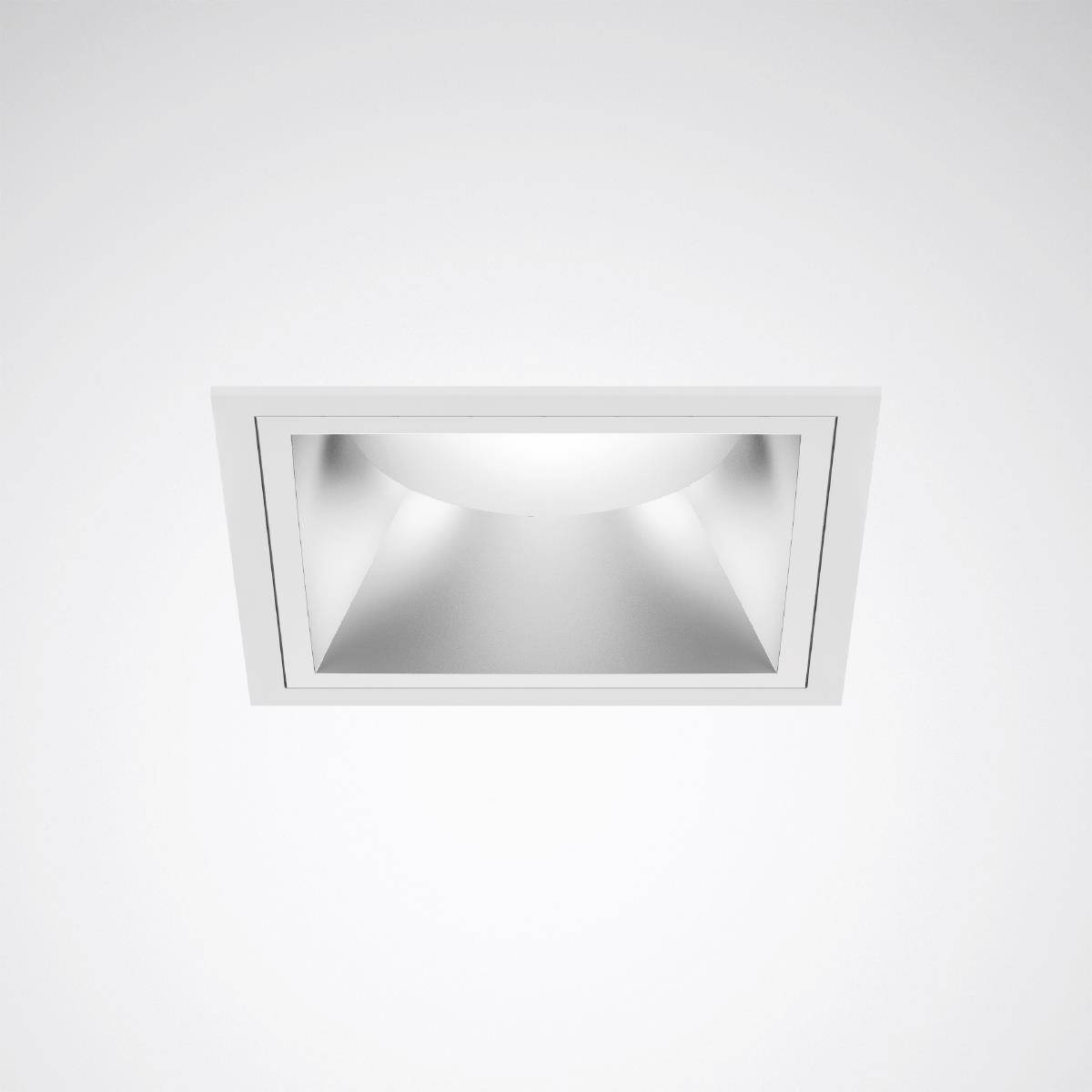 Plafonnier carré simple en matériau blanc, projetant une lumière vers le bas. Design épuré pour des intérieurs modernes.