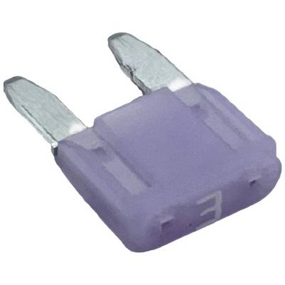 Fusible violet avec deux contacts métalliques, souvent utilisé dans des appareils électriques ou des véhicules pour prévenir la surintensité.