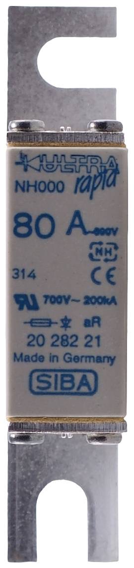 Un fusible NH avec l'inscription 'KULERA rapid 80 A 690V' et 'Made in Germany'.