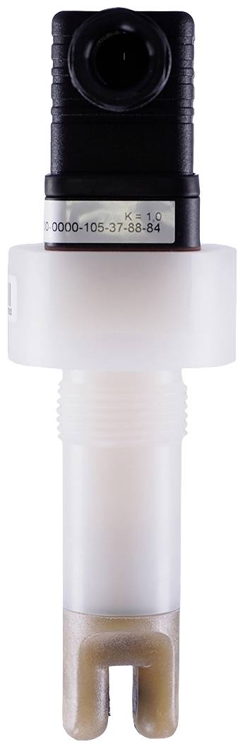 Un appareil électrique avec une partie supérieure noire et un boîtier en plastique blanc. Une pointe de mesure est visible en bas.