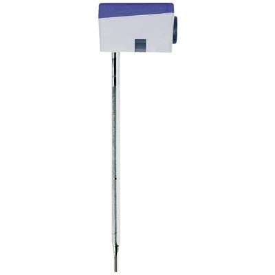 Une électrode à long manche métallique et tête rectangulaire bleue, adaptée aux applications techniques ou aux mesures.