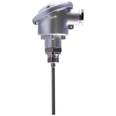 Sonde thermométrique en métal, tête cylindrique, adaptée aux mesures de température industrielles.