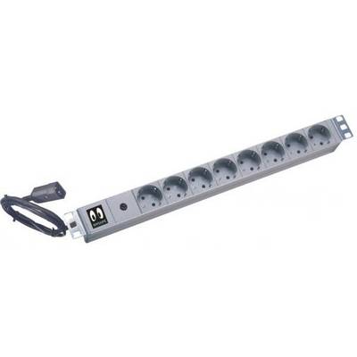 'Multiprise avec huit prises et un interrupteur de gestion énergétique, adaptée pour un usage de bureau ou domestique.'