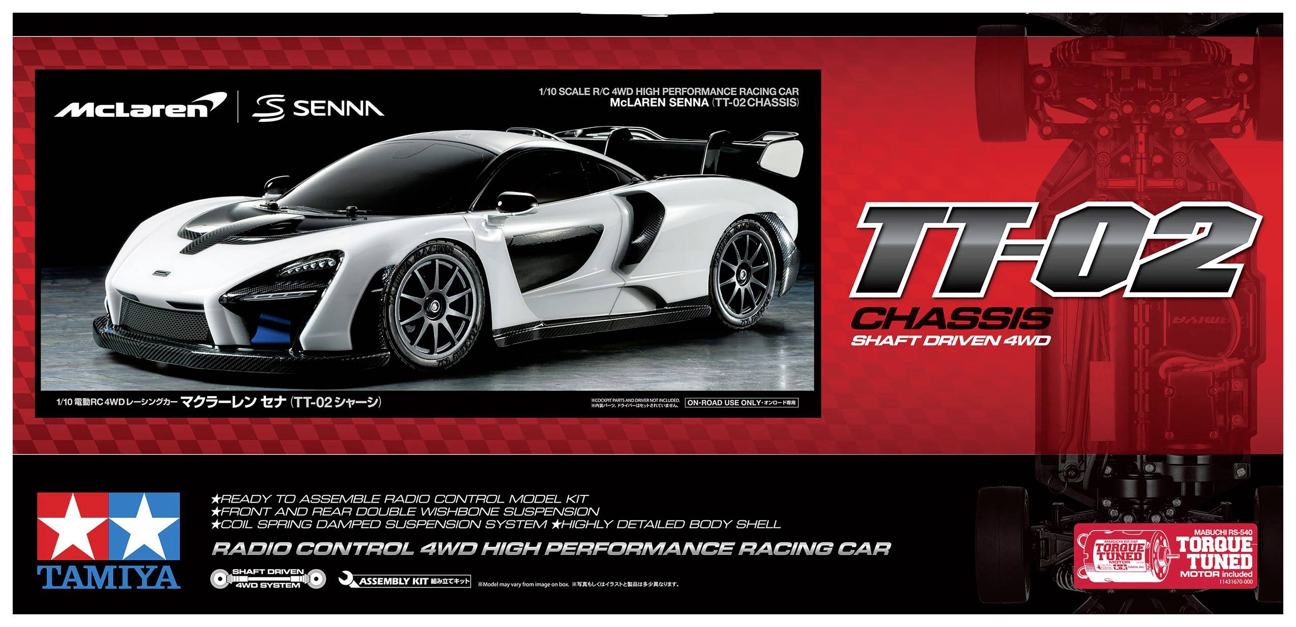 Tamiya TT 02 1 10 RC McLaren Senna TT 02 1 10 Auto RC 4 roues motrices 4WD Conrad Electronic France