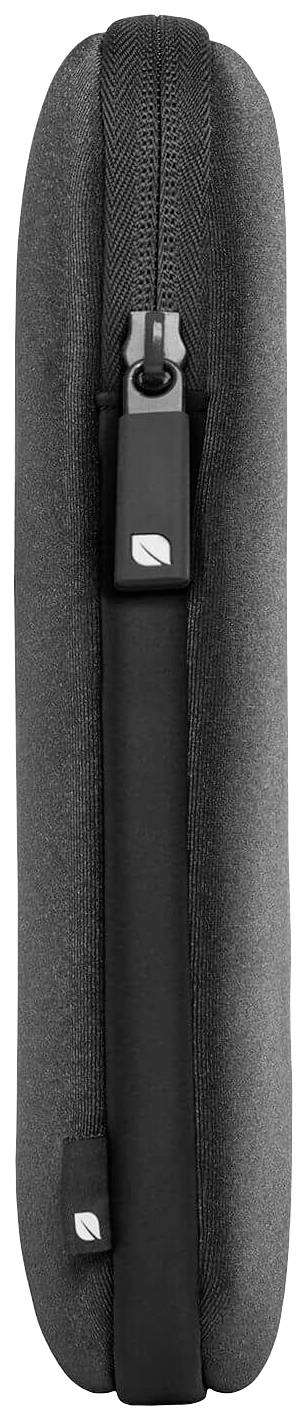 Étui de protection gris et élégant avec fermeture éclair, vue de côté. Adapté pour le transport sécurisé des ordinateurs portables ou des tablettes.