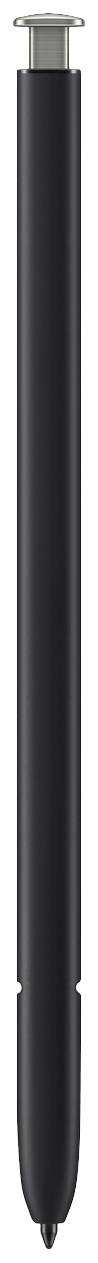 Stylo noir, allongé, avec une pointe fine en bas et une extrémité métallique en haut. Adapté pour une écriture ou un dessin précis.