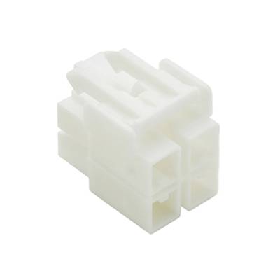 Un connecteur plastique blanc carré à trois emplacements, adapté aux connexions électriques dans des applications techniques.