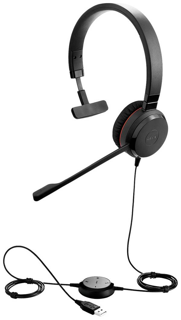 Jabra Evolve 20SE  Micro-casque supra-auriculaire filaire Mono noir Suppression du bruit du microphone micro-casque, volume réglable ordinateur