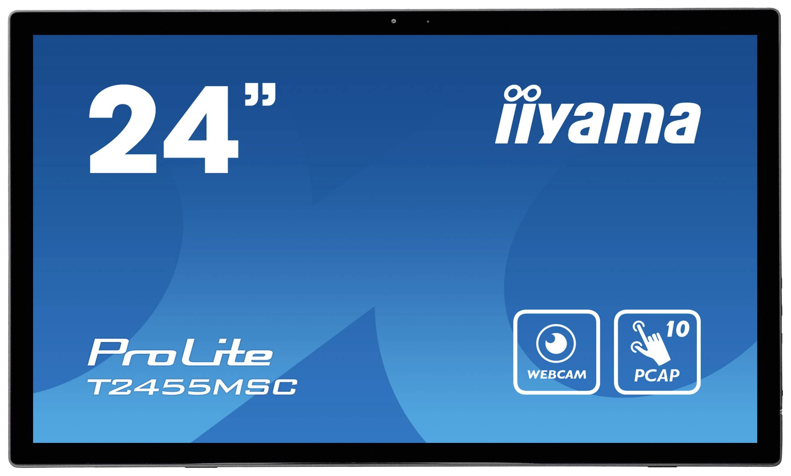 Un écran de 24 pouces d'iiyama, modèle ProLite T2455MSC, doté d'une webcam et de fonctionnalités tactiles multipoint à 10 points.
