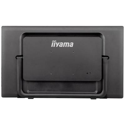 Vue arrière d'un écran d'ordinateur noir de marque Iiyama, avec une forme rectangulaire simple et une finition mate.