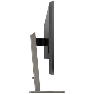 Vue latérale d'un moniteur d'ordinateur élancé avec un socle métallique.