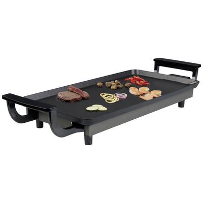 Une plaque de grill avec différents aliments : viande, crevettes, poivrons, champignons, oignons et courgettes. Idéal pour griller.