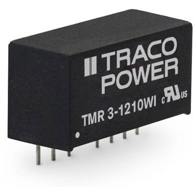 Convertisseur de tension 'Traco Power', modèle TMR 3-1210WI, boîtier noir, huit broches métalliques à la base, logo de marque visible.
