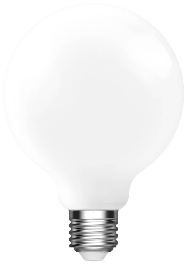 Une ampoule blanche avec un socle argenté sur un fond blanc.