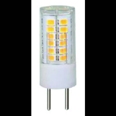 Une lampe LED G9 blanche avec des puces lumineuses jaunes visibles et deux broches métalliques pour la connexion.