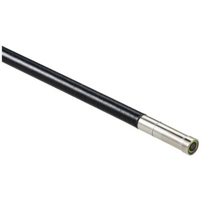 Un connecteur de câble noir avec une extrémité de connexion métallique, isolé sur un fond blanc.