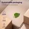 Emballage durable : Cartons en matériau recyclé. Les symboles indiquent le recyclage, un volume optimisé et une réduction de l'encre d'impression.