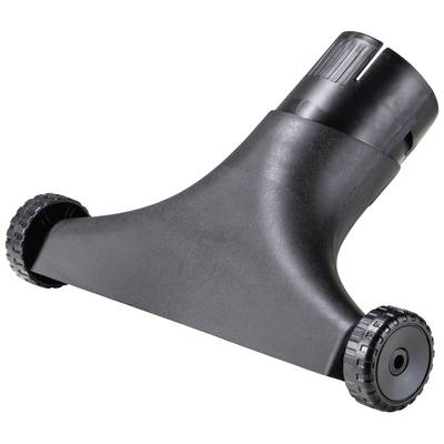 Buse de sol noire mobile avec deux petites roues, adaptée aux tubes d'aspirateur. Idéale pour nettoyer les tapis et les sols durs.