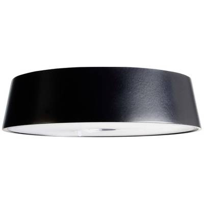 Plafonnier cylindrique noir avec diffuseur blanc, diffusant une lumière uniforme. Idéal pour les espaces intérieurs modernes.