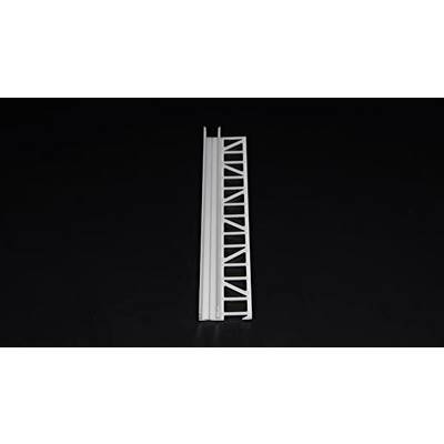 Un profil de couverture blanc avec un design en quadrillage repose sur une surface noire. Le profil a une forme rectangulaire.