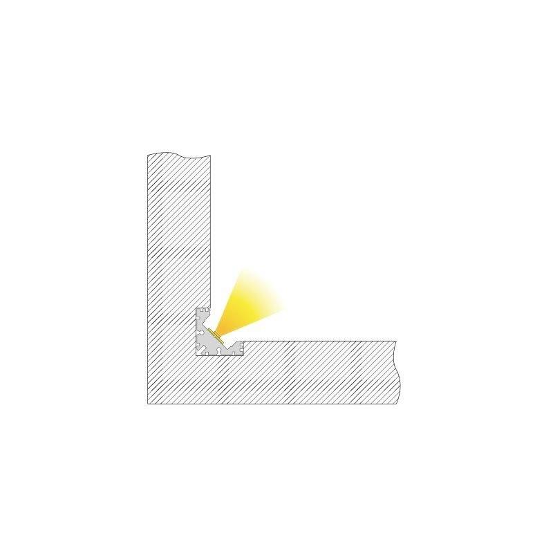 Une coupe transversale d'un angle avec un marquage jaune mettant en évidence un profil spécifique.