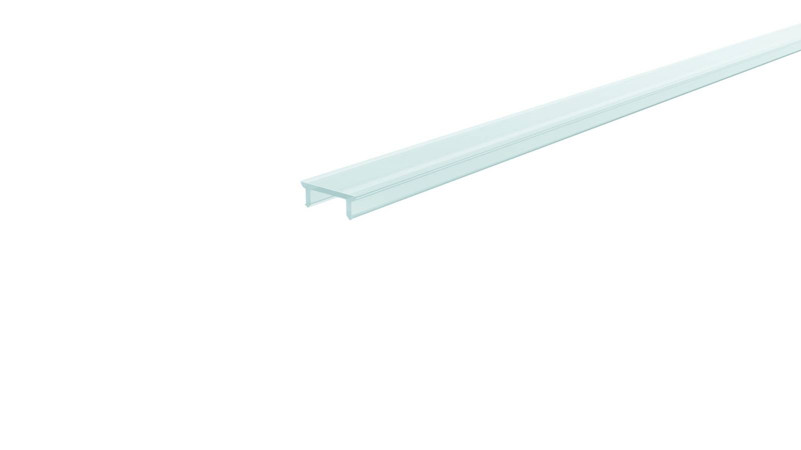 Une barre profilée blanche et longue en plastique avec un profil en H, présentée sur un fond blanc, probablement destinée à la fixation ou au guidage.