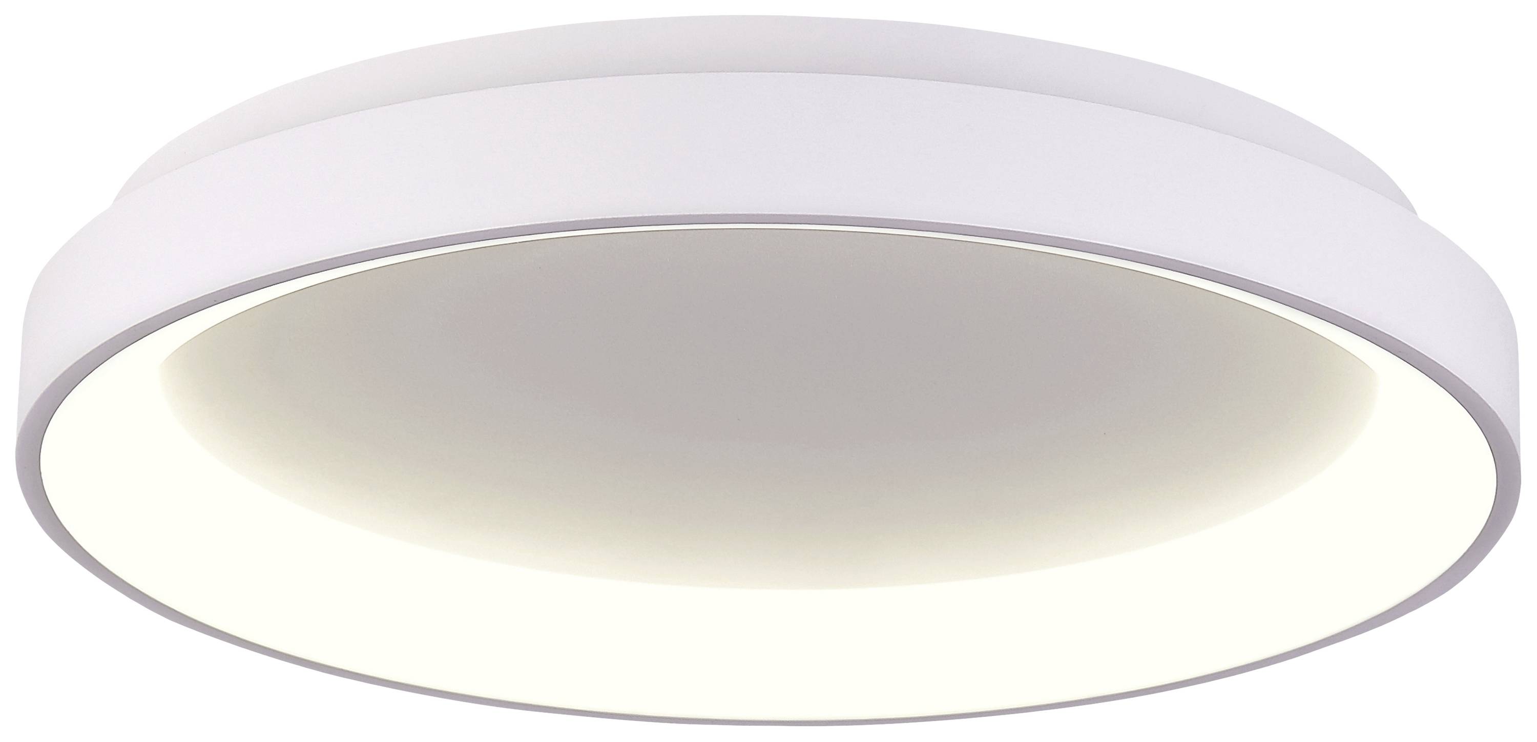 Plafonnier rond et moderne à diffuseur, émettant une lumière douce et uniforme. Idéal pour les espaces de vie ou de travail.
