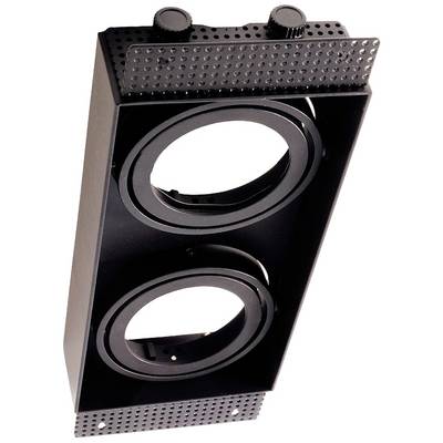 Boîtier en plastique noir rectangulaire avec deux ouvertures circulaires et deux vis moletées à tête striée en haut.
