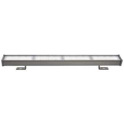 Lampe LED de forme rectangulaire, montée sur deux supports, émettant une lumière vive.