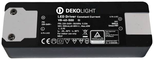 Deko Light BASIC, CC Driver de LED  à courant constant 40 W 500 mA - 0.50 A 40 - 80 V/DC  1 pc(s)