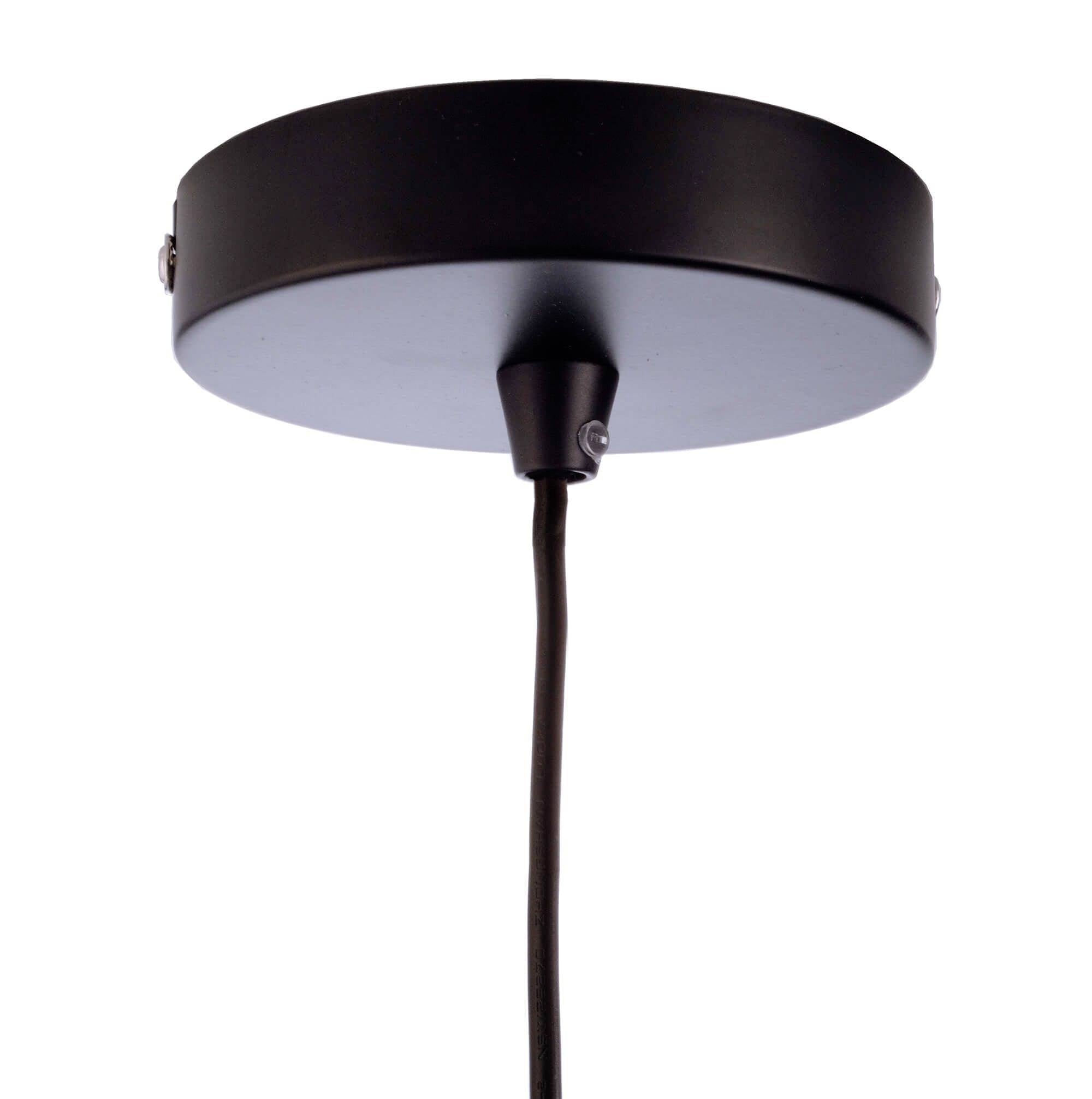 Support de lampe rond noir avec câble pendant. Design de montage au plafond pour luminaires suspendus.