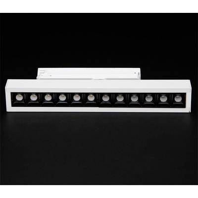 Une lampe LED blanche avec dix sources lumineuses sur un fond noir.