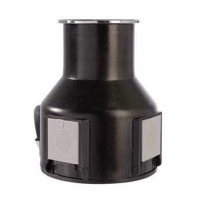 Adaptateur métallique noir (DN355/14'') pour applications industrielles avec deux éléments de connexion carrés de couleur grise.